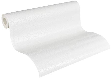 A.S. Création Architects Paper Vliestapete - überstreichbare Uni Tapete 929518 in weiß Putzoptik mit Schaum - einfarbige Wandtapete für verschiedene Räume 10,05 m x 0,53 m