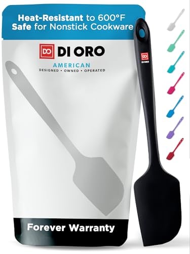 DI ORO® - Grande spatule de cuisine en silicone - Spatule maryse silicone résistante à 315 ºC - Design sans coutures - Silicone professionnel antiadhésif avec âme en acier inoxydable