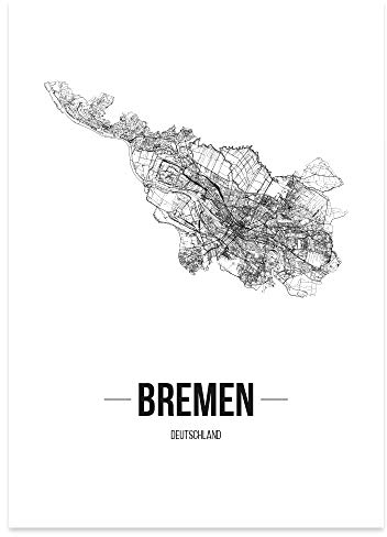 JUNIWORDS Stadtposter - Wähle Deine Stadt - Bremen - 21 x 30 cm Poster - Schrift B - Weiß