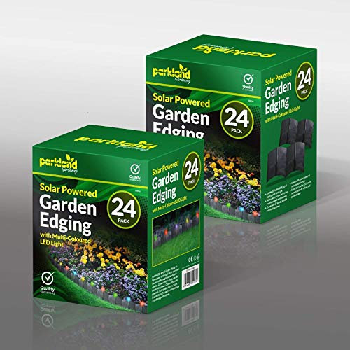SmashingDealsDirect 24 Pack LED Light Up Hammer In Garden Lawn Edging Plant Border Landscape Interlocking (White)