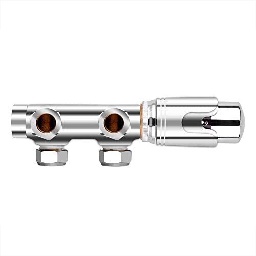 S SIENOC Kit de connexion pour raccordement mural Thermostat raccordement central chromé 50mm Robinet à soupape thermostatique Robinet pour radiateur Au coin -Tubes muraux Chrome