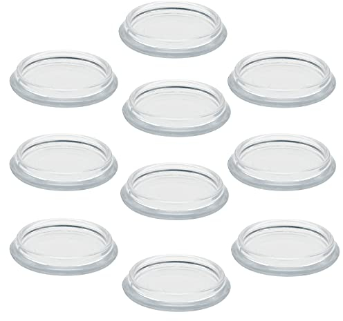 Enkotrade 10 Stück Möbeluntersetzer transparent, Ø 23 mm, Möbelschutz aus hochwertigem Kunststoff (Polystyrol), Möbelgleiter, Stuhlgleiter, Bodenschoner