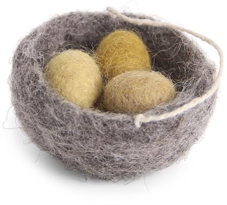 Anhänger Osternest mit gelben Eiern aus Filz