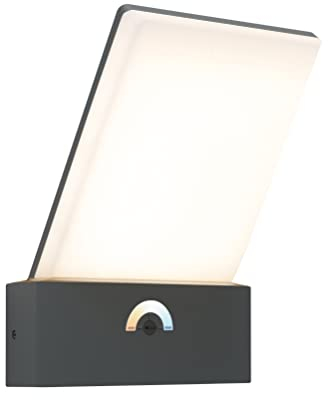 LUTEC Pano Außenwandlampe mit ultra-flachem Diffusor. Die Farbtemperatur kann am integriertem Schalter eingestellt werden. 3000-5000K, 5289001118, Anthrazit…