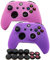 FOTTCZ Anti-Slip Soft Silicone Cover Skin Set for Microsoft Xbox One Controller which 2pcs Purple/Pink Controller Skin + 8pcs Thumb Grip Caps