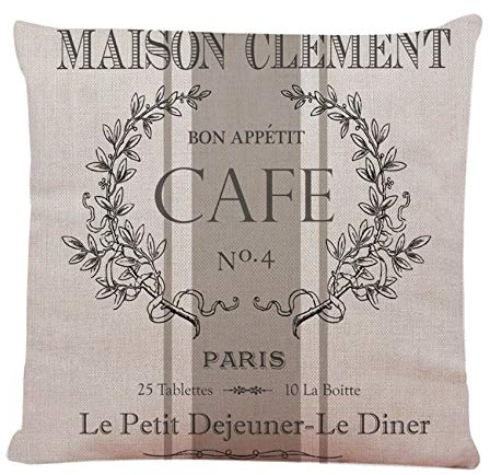 Ofocam Paris Kissenbezug Modern Vintage Französisch Cafe Quadratisch Dekorative Wurfkissen Fall für Home Couch Wohnzimmer Bett Sofa Auto 45,7 x 45,7 cm Kissenbezug