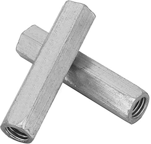 Lange Muttern, 2 Stück, aus verzinktem Stahl, M10 x 60 mm, lange Sechskantmutter, Sechskantgewinde, Gewindebefestigungen