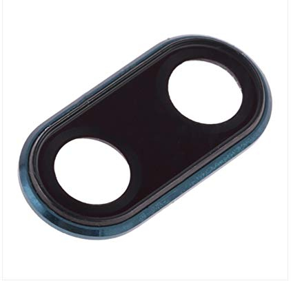 Compatibile Per HUAWEI P20 / EML-L09 L09C L29 AL00 Ricambio vetro posteriore vetrino scocca lente obbiettivo+Cornice RING rear fotocamera BACK camera (Blu)