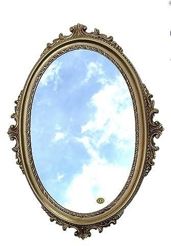 Wandspiegel Gold Oval Barock Spiegel antik Bad Spiegel 62x48cm Flurspiegel C12