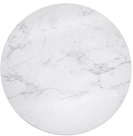 30cm Round White Marble Effect Novelty Tempered Glass Chopping Board