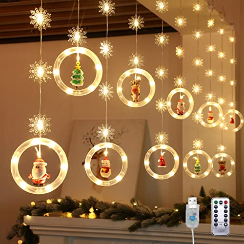Lypumso Led Lichterkette Weihnachten, 3M 120LEDs Lichtervorhang, 8 Modi Weihnachtsbeleuchtung Fenster mit Fernbedienung/Timer USB IP44, Ideal für Weihnachtsdeko, Fenster, Party, Balkon, Garten