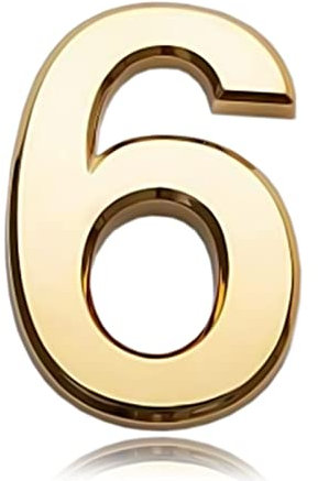 3 Inch Front Door Numbers, 3D Self Adhesive House Numbers Plaques Waterproof Mailbox Signage DIY Chrome Polished Address Numbers Sign for Home Office Hotel Apartment Door Room Wall, Gold (6)
