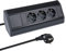 Enchufe de esquina premium 3 x Schuko negro para cocina, oficina de aluminio. Enchufe múltiple con cable Schuko de 1,8 m también como enchufe para muebles. Regleta ideal para encimeras como enchufe de