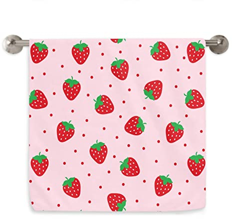 Dujiea Rote Erdbeer-Küchen-Geschirrtücher, dekorative Handtücher, saugfähiges Mikrofaser-Handtuch, Mehrzweck-Handtuch für Badezimmer, Hotel, Fitnessstudio, Spa, 38,1 x 68,1 cm