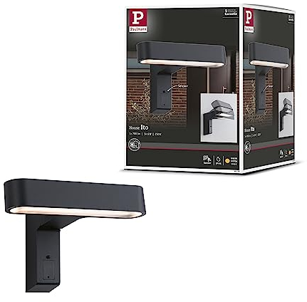 Paulmann 94548 LED Außenleuchte Wandleuchte Ito Horizontal IP44 227x159mm 65° Bewegungsmelder 1x6 Watt Outdoor Anthrazit Metall, Kunststoff 3000 K
