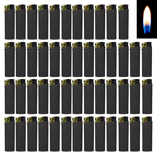 Feuerzeuge schwarz seidige Oberfläche Rubber Matt Slim Line Feuerzeug mit Normalflamme Softflamme wiederbefüllbar Flammenstärke regulierbar (50)