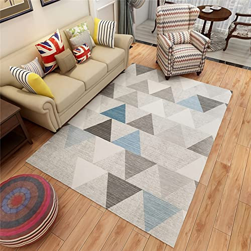 Teppich deko modern Teppich babyzimmer Junge blau grau geometrisches dreieck Muster wohnzimmerteppich deko babyzimmer Junge 60x90cm
