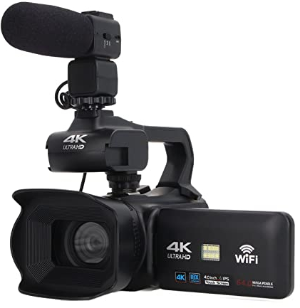 VBESTLIFE Videocamera 4K Ultra HD Videocamera, Zoom Digitale 18X 3.0in IPS Touch Screen WiFi 2.4G Videoregistratore Vlogging, con Microfono, Stabilizzatore Portatile e Telecomando