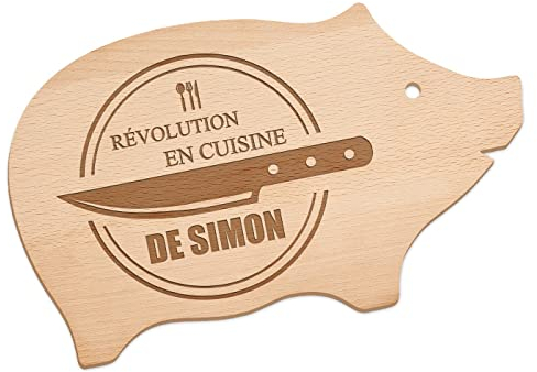 Maverton Planche en bois de hêtre à personnaliser - Planche à découper gravée - Plateau pour homme - pour chef et amateur de cuisine - pour anniversaire - pour lui/papa - couteau