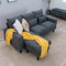 Panana 3-Seater Sofa with Reversible Chaise, Linen Fabric Sofa Couch with Footstool, Grey