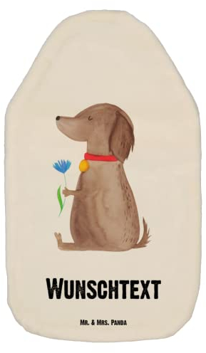 Mr. & Mrs. Panda Personalisierte Wärmflasche Hund Blume - Personalisierte Geschenke, Personalisierter Wärmflaschenbezug, Hundeliebe, Hundemama,