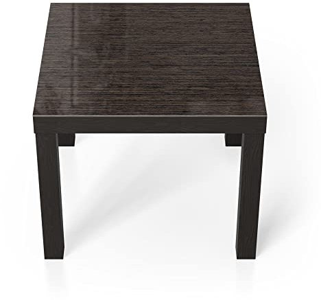DEQORI Glastisch | schwarz klein 55x55 cm | Motiv Holz horizontal gemasert | ausgefallener Beistelltisch aus Glas | Hochglanz Couchtisch fürs Wohnzimmer | moderner Couch Tisch mit Design