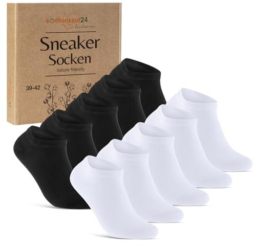 Chaussettes Basses Homme Femme 10 Paires Socquettes Courtes Coton Respirantes (Noir Blanc 35-38)