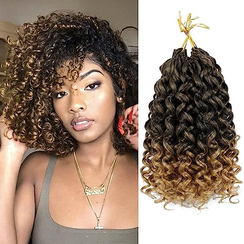 GoGo Curl Crochet Braids Hair 14 Inch 8 Packs Ocean Deep Wave Crochet Hair Extensions Synthetic Curly Crochet Hair for Black Women(1B/27)