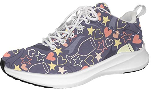 Baskets personnalisées en verre à vin rouge - Chaussures de marche légères et décontractées, Multicolore