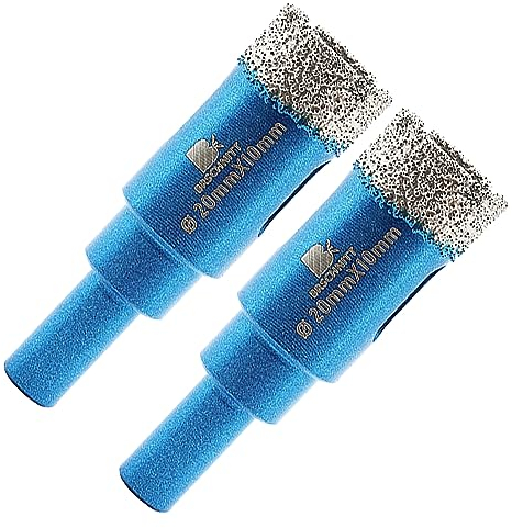 Diamant Trockenbohrer Fliesenbohrer - BRSCHNITT 20mm Diamant Lochsägen Kernbohrer mit Rundschaft für Porzellanfliesen Keramikstein Granit Marmor(2Stück)