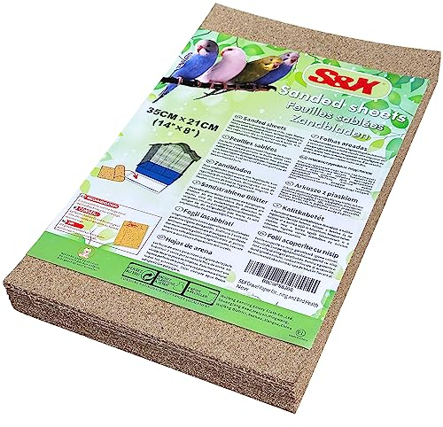 S&X Sandblätter für Vogelkäfige, 30 Stück/Packung (35 cm x 21 cm, 30 Stück)