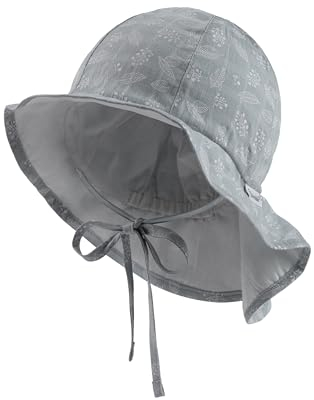 Sterntaler Sonnenhut Blätter mit Nackenschutz und Bindeband - schütztender Sommerhut Mädchen aus Baumwolle mit praktischem Bindeband - Sonnenhut Kinder mit Druckmuster - dunkeltürkis, 51
