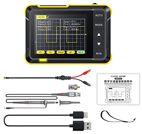Karlak Handheld Digital Oscilloscope Portable 400V Voltage Measurement 200KHz Bandwidth 2.5MS/s Real-time Sampling Rate 2.8inch Sn Multifunctional Oscilloscope Instrument with Firmware Upgrade Func