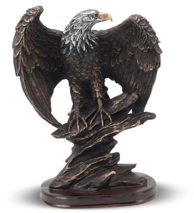 WOOXGEHM Adlerstatue, Aus Harz, Hohe Präzision, Klare Textur, Lebensechte ROC Ausgebreitete Flügel, Wunderschöne Retro Bronzemalerei, Adler für Wohnzimmer, Bürodekoration, Geschenk für Vogelliebhaber