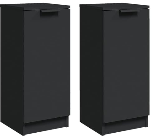 vidaXL Sideboard 2 STK., Kommode mit viel Stauraum, Mehrzweckschrank Schrank für Wohnzimmer, Beistellschrank Anrichte, Modern, Schwarz Holzwerkstoff