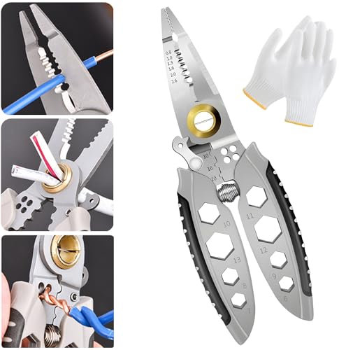 Pelacables Multiusos de 7 Pulgadas, Herramienta Profesional Multiusos para Pelar Cables, Multi-Purpose Professional Wire Stripping Tool, 7-Inch Multipurpose Wire Stripper