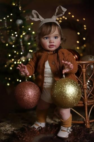 iCradle Reborn Dolls Lebensechte Reborn Baby Puppen Mädchen mit 26 Zoll Reborn Kleinkind Prinzessin Mädchen Silikon Puppe Real Life Standing Girl Reborn Puppen Bebe Spielzeug Xmas Geschenk Age3+