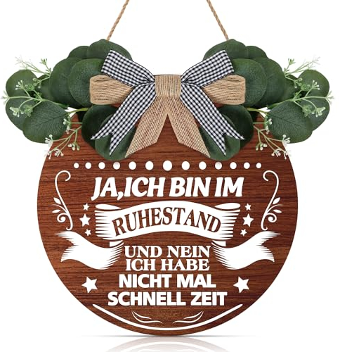 CHDITB Ruhestand Geschenk,3D Blumen Ruhestand Schild aus Holz,Geschenk für Renter,Ja Ich Bin Im Ruhestand Holzschild,Ruhestand Geschenk für Damen Männer,Geschenke zum Ruhestand Türschild Haustür