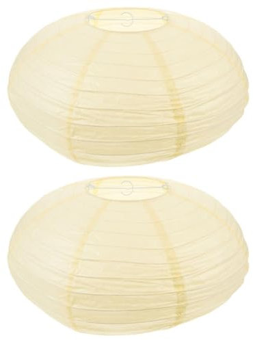 LIFKOME Pantalla De Lámpara De Linterna De Papel 2 Uds. Linterna Colgante De Estilo Japonés Chino Cubiertas De Luz Redondas Ovaladas Plegables Protector De Luz De Techo Para Decoración