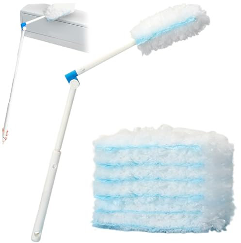 Plumero electrostático Plumero Extensible de Mano Plumero desechable Desmontable con 6 recambios de Plumero Plumero Multiusos de 41,34 Pulgadas para Limpieza