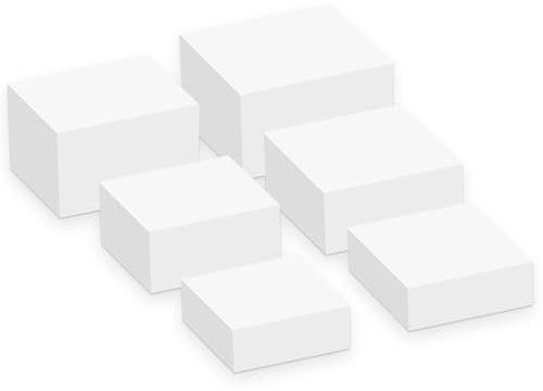 AXNSATRE 6 Pcs Acrylic Display Box White, 15/18/20/23/25/28 cm Buffet Risers, Hollow Bottom Acrylic Food Display Stands for Cake, Dessert, For Party, Outdoor, Events Table Decor Display