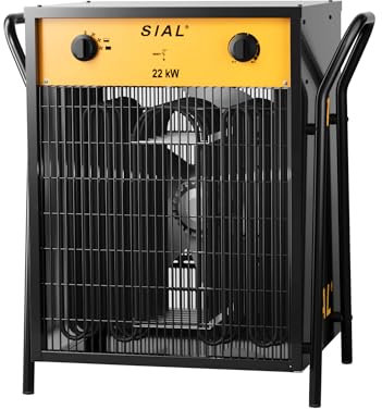 SIAL Industriale Riscaldamento 22 kW - Termoventilatore - Radiatore Elettrico - Adatto per Cantieri, Negozi, Garage, Scantinati(Nero)