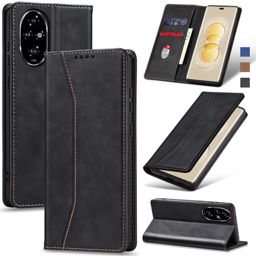 Jasonyu Cover per Honor 200 Pro Flip Custodia in Pelle PU, Cover a Libro Portafoglio, Funzione Supporto, Magnetica, Slot Schede, TPU Bumper Caso Custodia per Honor 200 Pro (Nero)