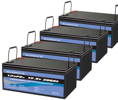 4er-Pack 12 V 300 Ah Lifepo4-Batterien, in Reihe geschaltet zu 48 V (51,2 V) 300 Ah, 15 kWh Lithium-Eisenphosphat-Batterie, geeignet für Wohnmobile, Heimenergiespeicher, Solarsysteme usw.