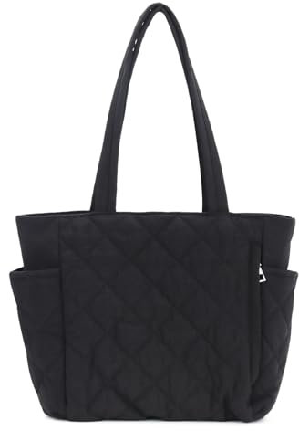 EVEOUT Quilted Tote Bag for Women Lightweight Quilted Puffer Shoulder Bag Large Puffer Tote for Casual Work