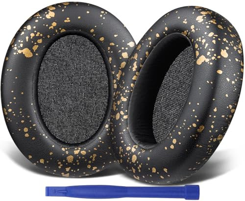 SOULWIT - Almohadillas de Repuesto para Sony WH-XB910 XB910N con cancelación de Ruido de Graves Extra, para Sony WHXB910N, Almohadillas para Orejas con Piel de proteína más Suave (Negro Dorado)