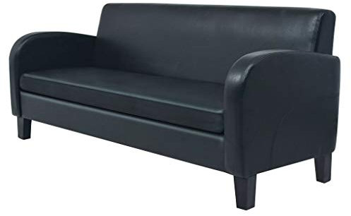 Sufrk 3-Sitzer-Sofa Kunstleder Schwarz KüChensofa 3 Sitzer Sofa Mit Schlaffunktion