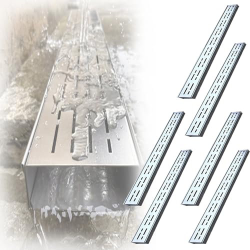 HDYZJQ Entwässerungsrinne Schlankes Kanalablauf-Set, robuste Grabenabläufe für Beton, Edelstahl-Duschablauf für den Innen- und Außenbereich für Parkplätze, Garten, Einfahrten(6 Pack,2x1-1/5 (5x3cm))