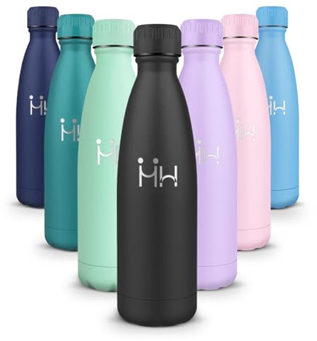 HoneyHolly Trinkflasche Edelstahl, Trinkflasche Kinder, 500ML BPA-frei, Thermosflasche, Wasserflasche Doppelwandig, Trinkflasche Kohlensäure Geeignet, Trinkflasche Sport für Fitness, Gym, Fahrrad