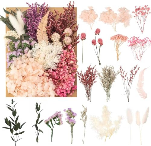 Getrocknete Blumen,Getrocknete Blumen Deko, Natürliche Getrocknete Blumen, für DIY Epoxidharz Kunsthandwerk,Kerzen Deko,Karten Deko,Scrapbooking,Hochzeitsdekoration